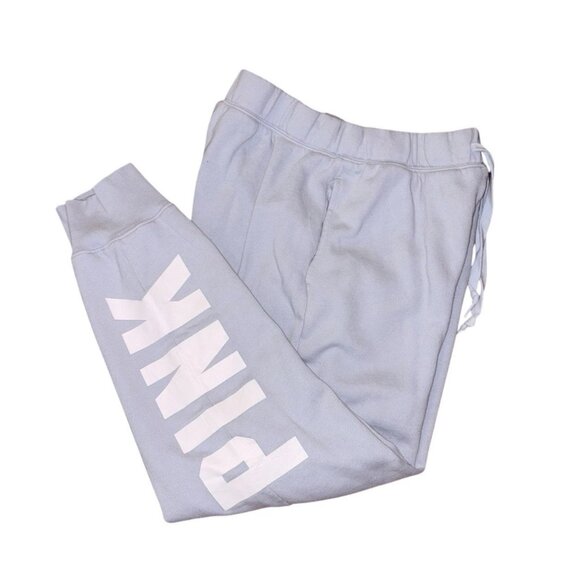 VS PINK Everyday Joggers Womens Medium Sweatpants Victoria’s Secret Blue Logo - Picture 1 of 16